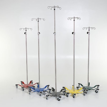 SS IV Pole W/Thumb Knob, 2 Hook Top, 6-Leg Spider Base, Charcoal, W/3 Casters